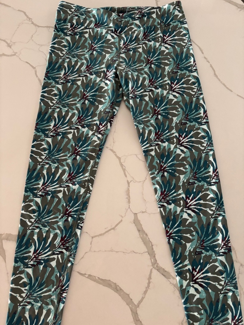 L.L. Bean leggings - Teal/green/burgundy coloring